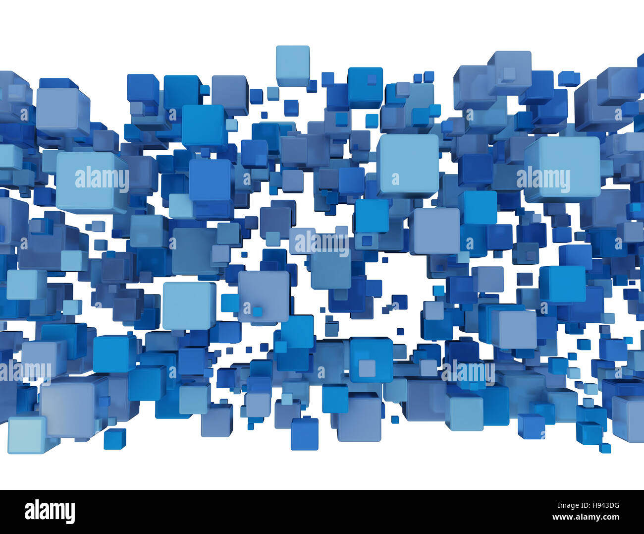 Blue 3d di cubetti isolati su sfondo bianco Foto Stock