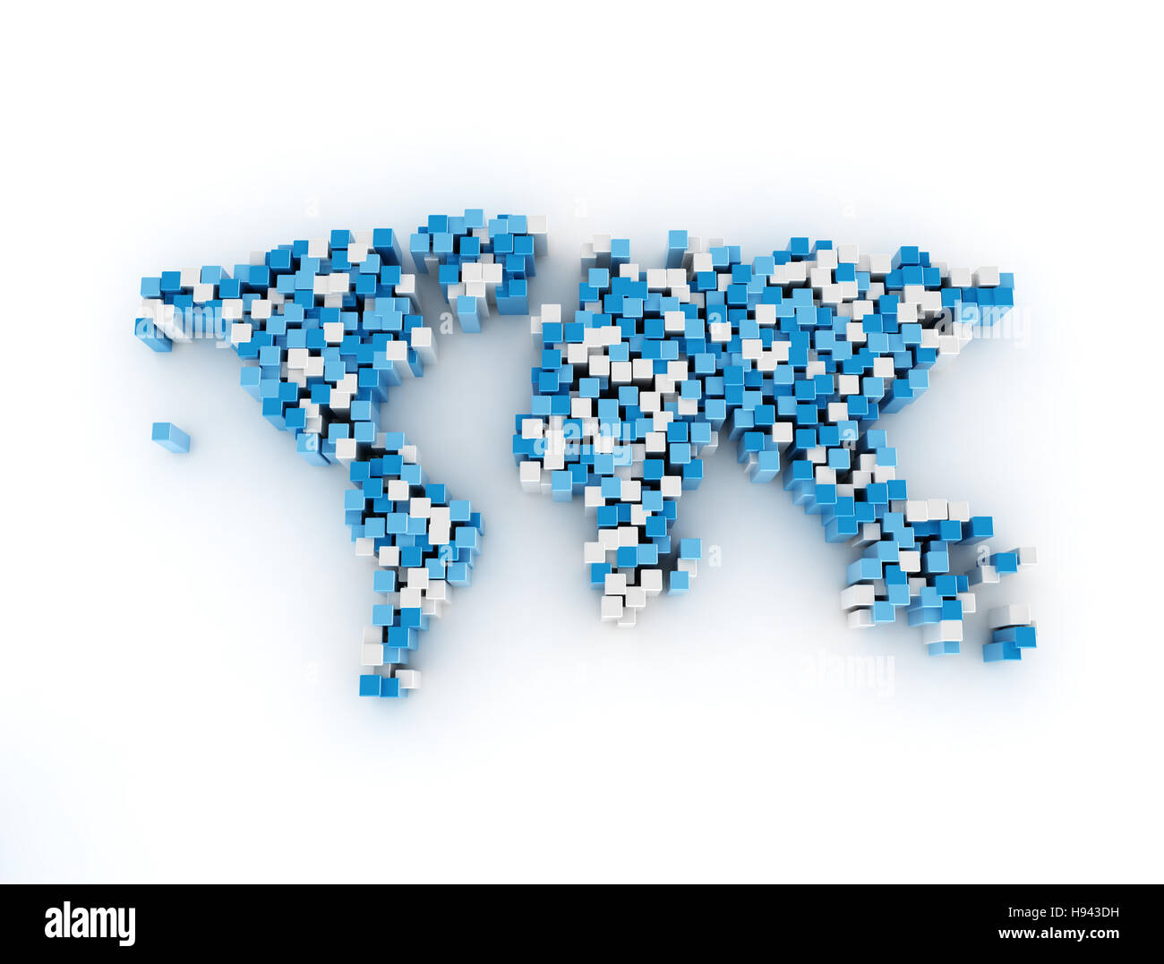 Mappa mondo digital realizzato da 3d cubi Foto Stock