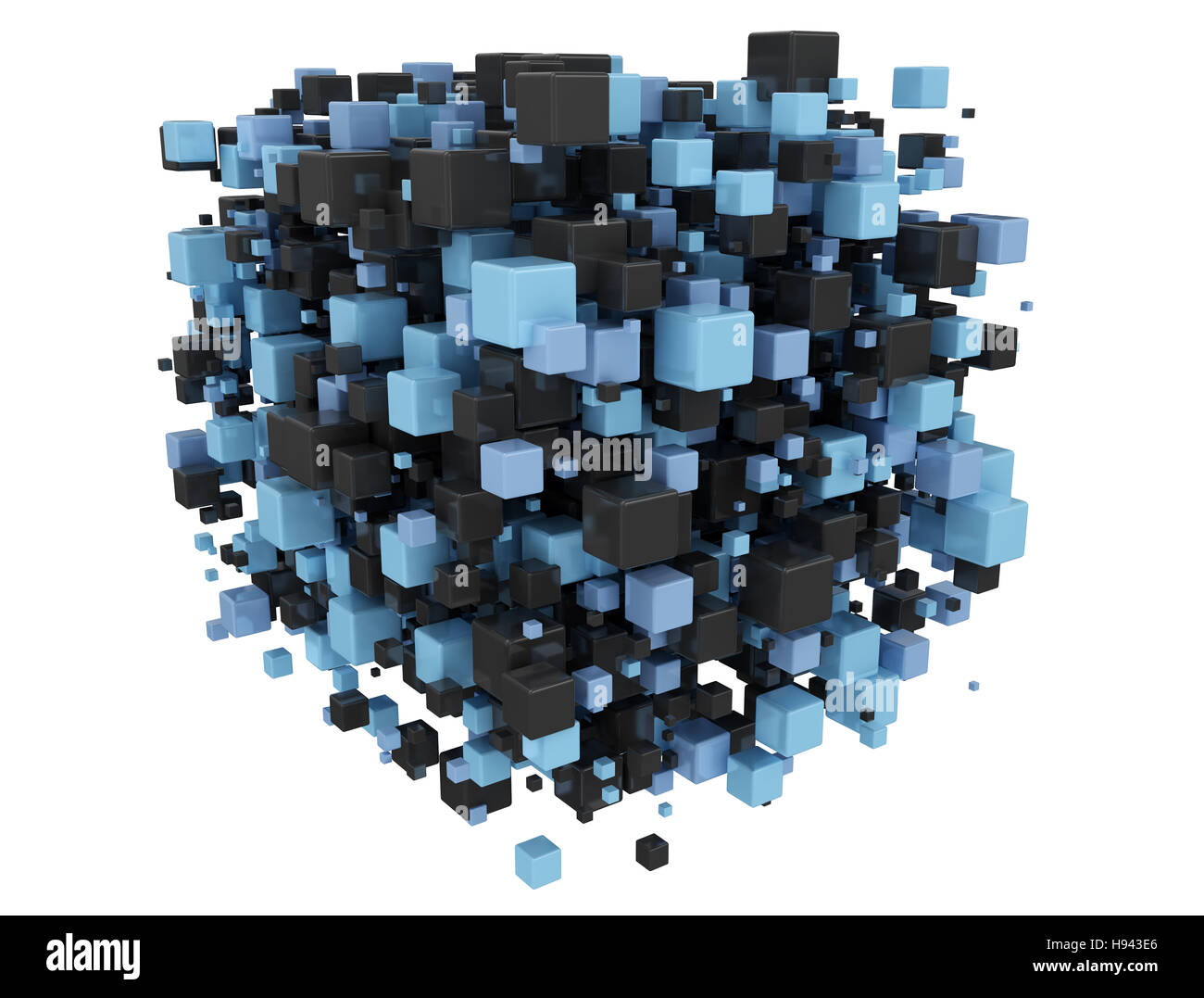Blu e nero 3d cubi abstract sfondo digitale Foto Stock