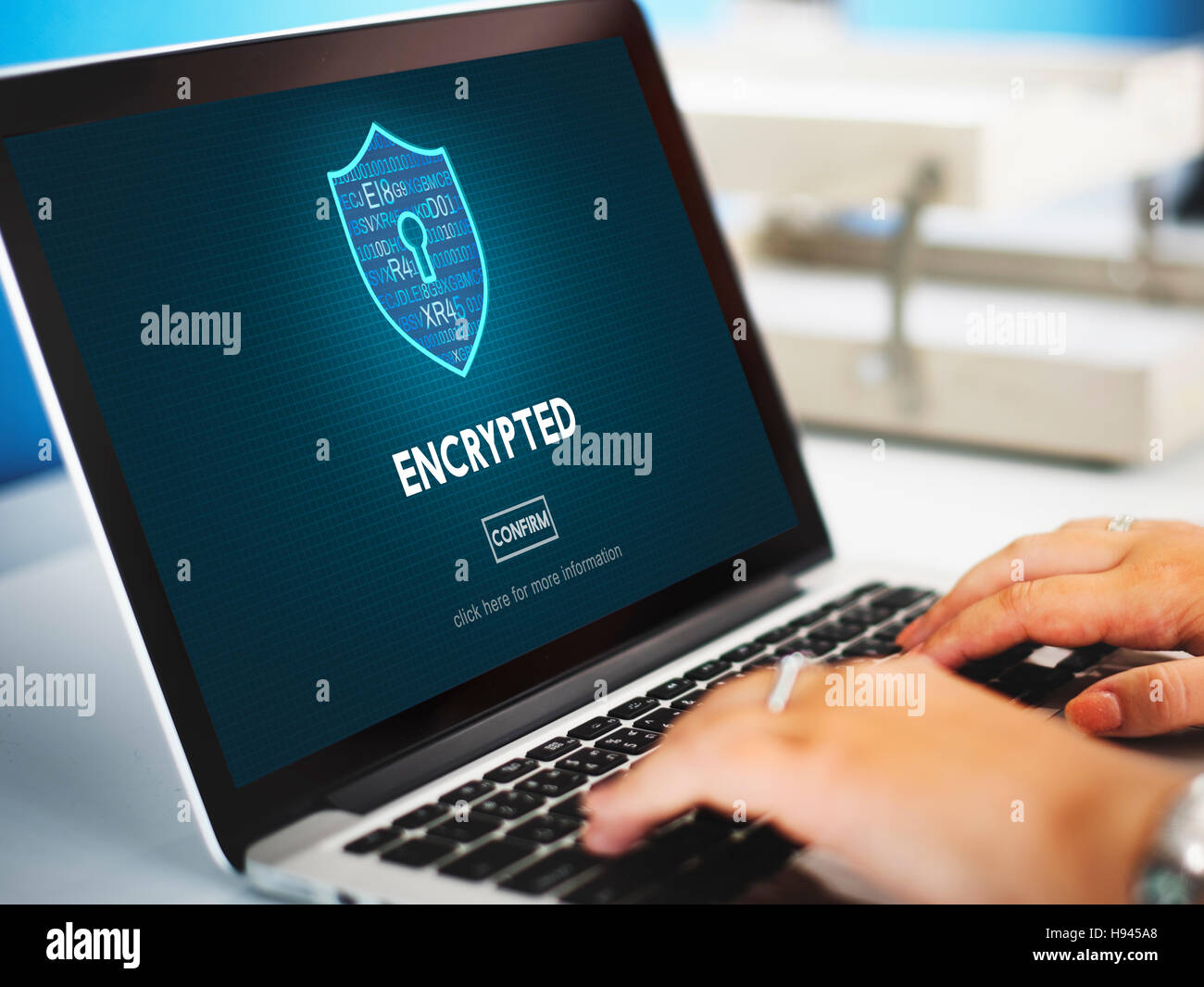 I dati crittografati Privacy Sicurezza Online il concetto di protezione Foto Stock