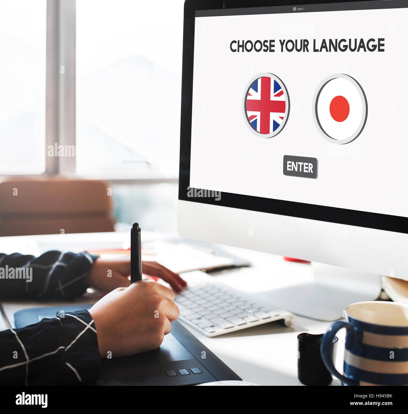 Inglese Lingua Giapponese il concetto di comunicazione Foto Stock