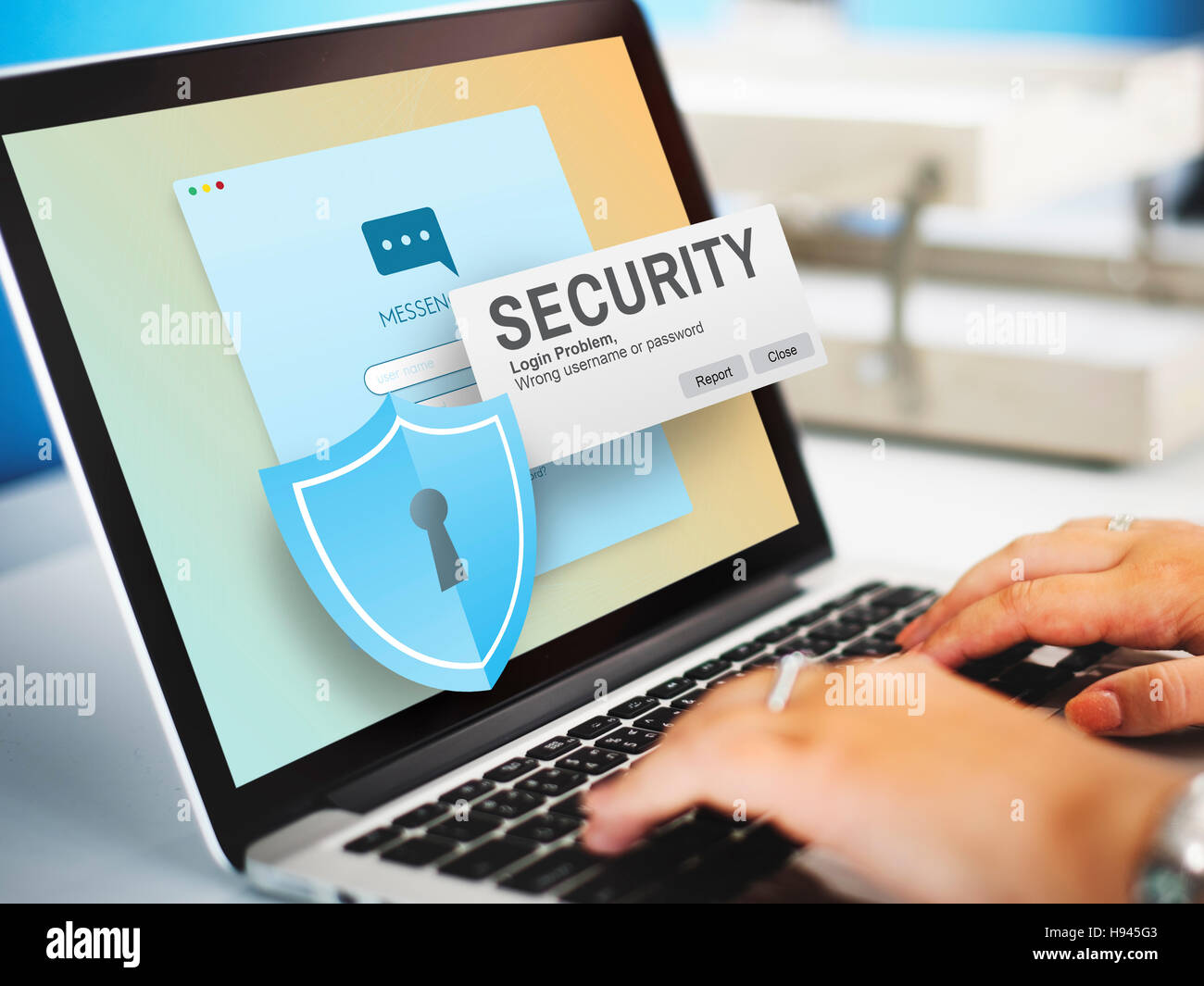 Sistema di sicurezza della password di accesso alla rete di dati concetto di sorveglianza Foto Stock