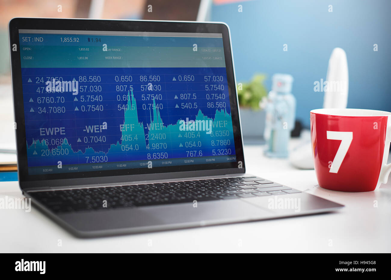 Dati di borsa investimento concetto Workplace Foto Stock