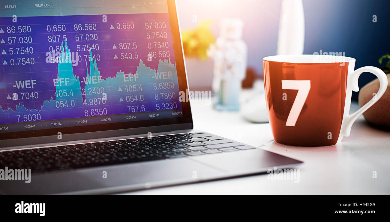 Dati di borsa investimento concetto Workplace Foto Stock