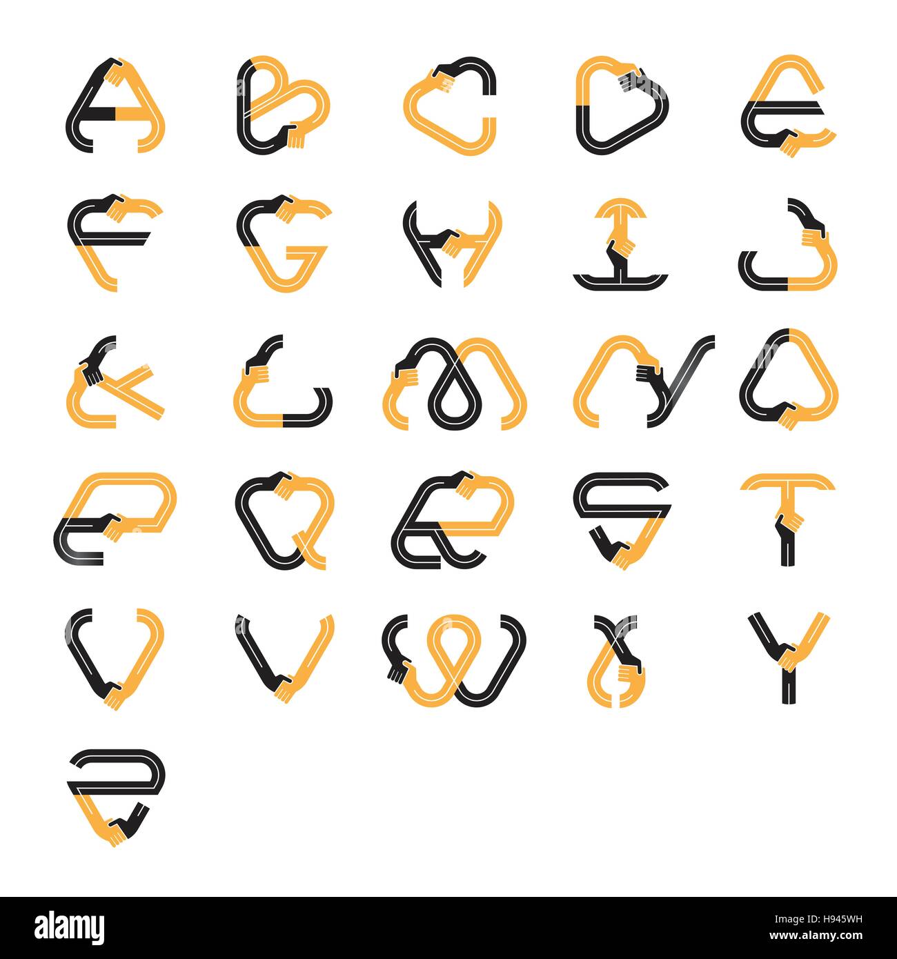 Lettera di Creative astratta icona logo design template vettoriale con handshake sign.offerta Business,icona di partenariato.aziendali e logoty industriale Illustrazione Vettoriale