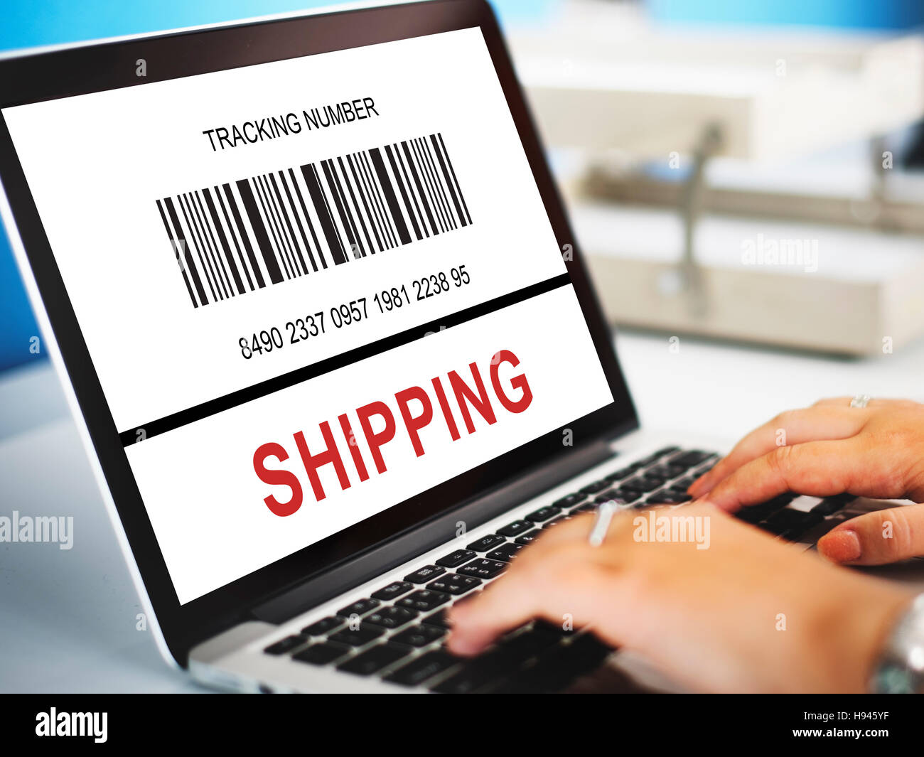 Codice a barre per il numero di Tracking Concept Foto Stock