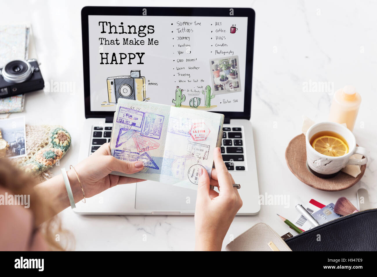 Le cose che mi rendono FELICE concetto Foto Stock