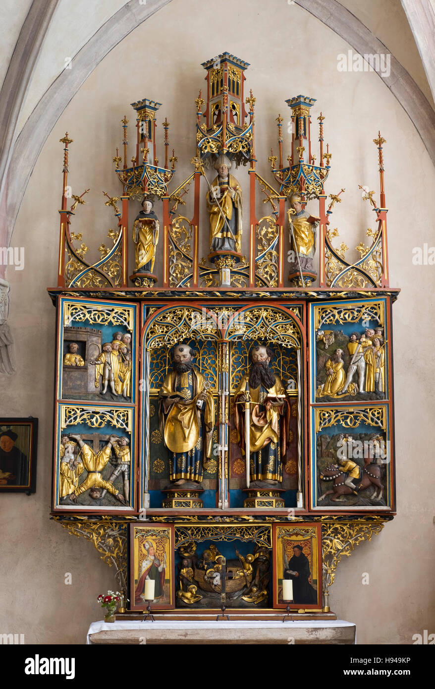 Altare laterale, monastero chiesa, Heilsbronn Abbey, Media Franconia, Franconia, Baviera, Germania Foto Stock