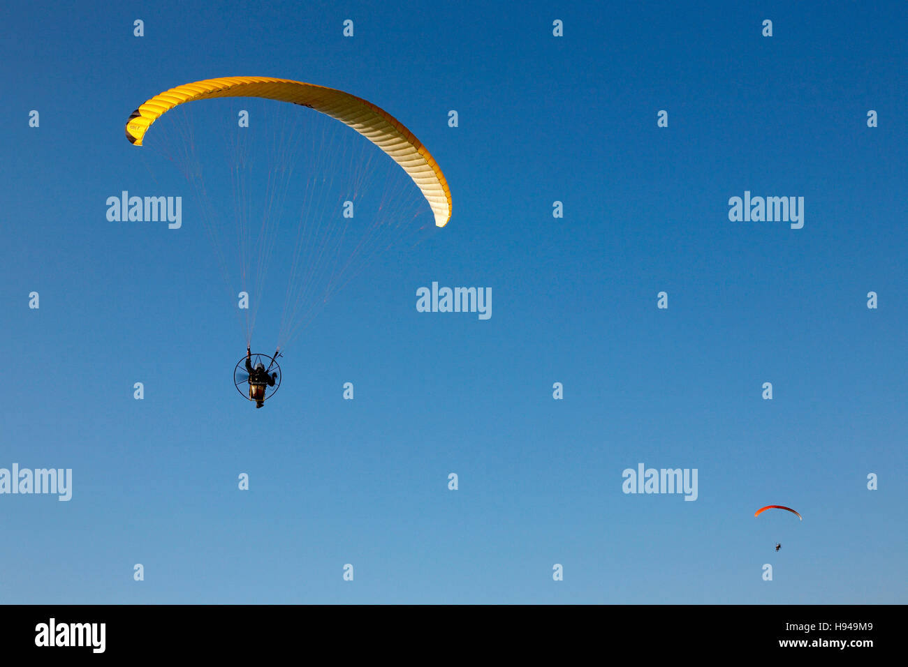 Parapendio motorizzato, Paese Basco, Francia Foto Stock
