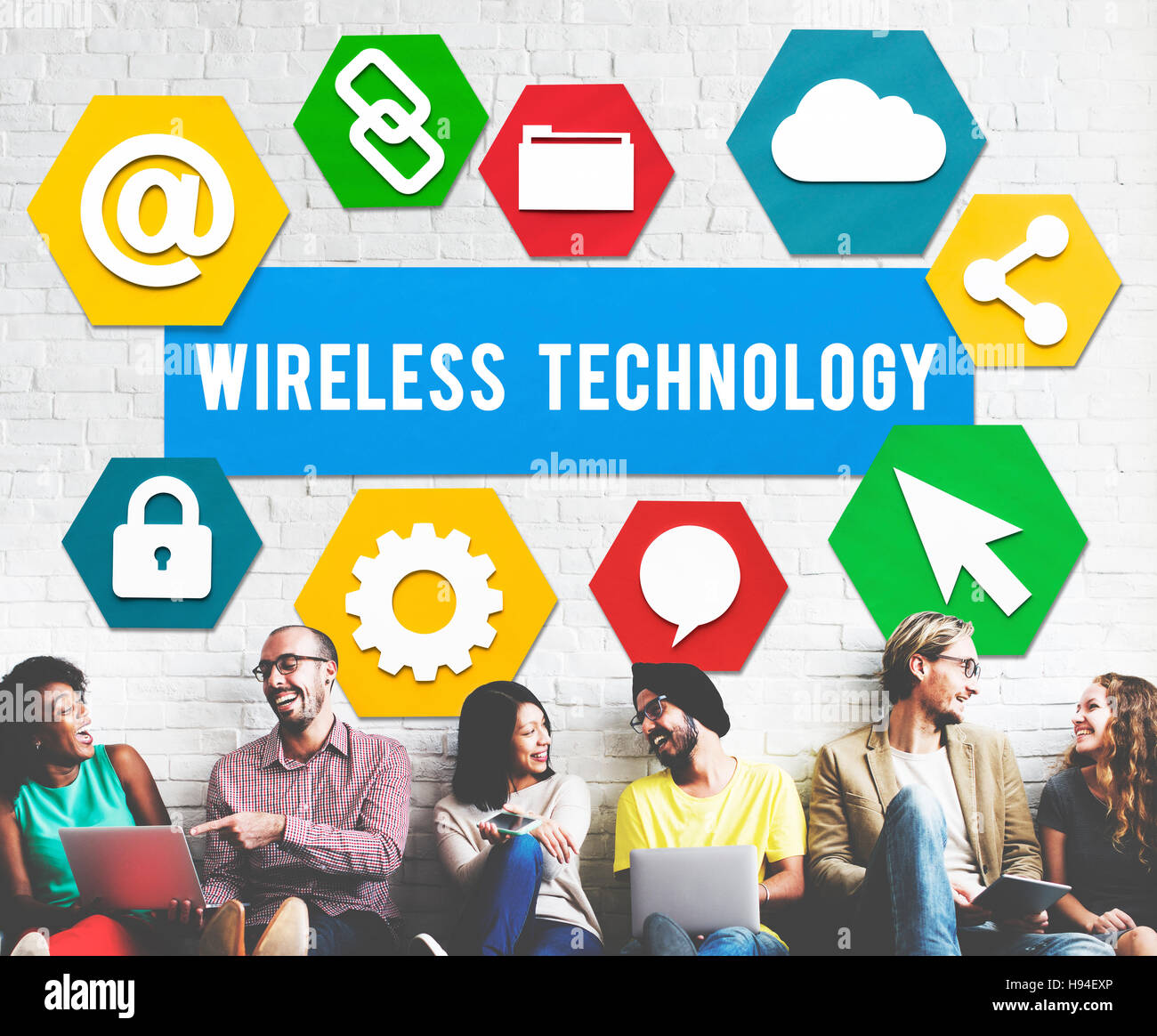 Segnale wireless mobilità ricezione concetto grafico Foto Stock