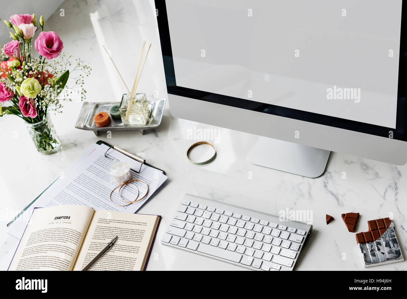 Area di lavoro donna Vintage concetto interno Foto Stock