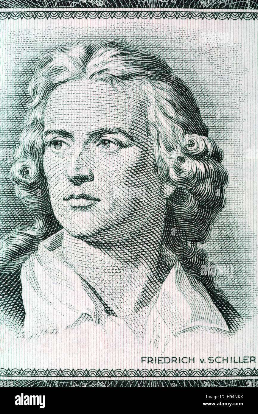 Friedrich Schiller ritratto dal vecchio denaro tedesco Foto Stock