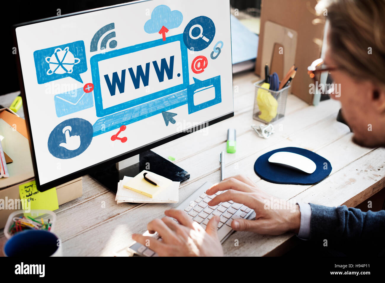 World Wide Web di Internet Online concetto illustrazione Foto Stock
