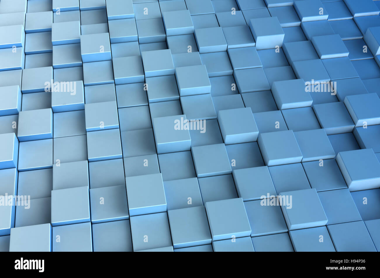 Campo di blue 3d i cubi. 3D Rendering immagine di sfondo Foto Stock