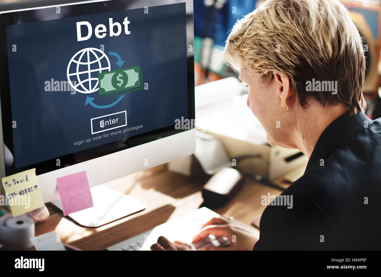Il debito di credito prestito denaro problema finanziario Concept Foto Stock