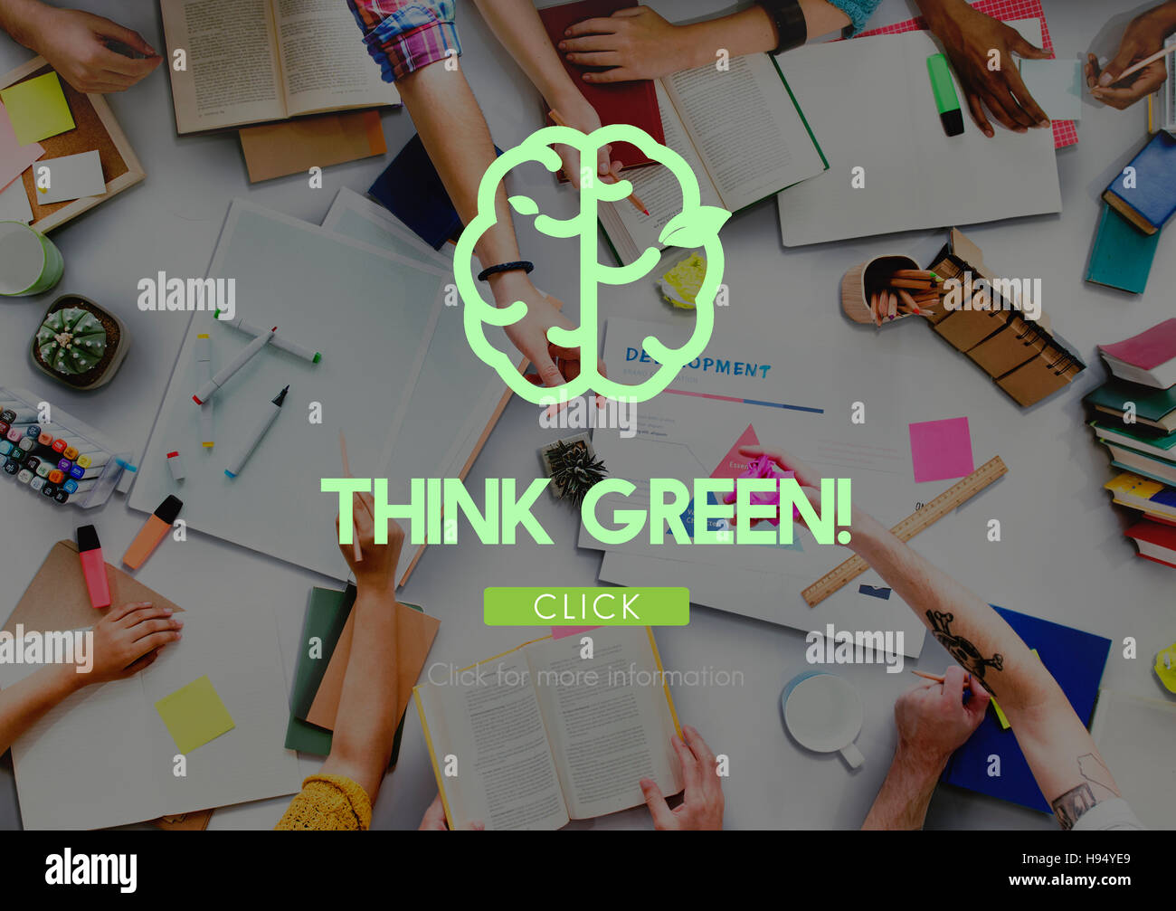 Pensare verde Go Green Concept del cervello Foto Stock