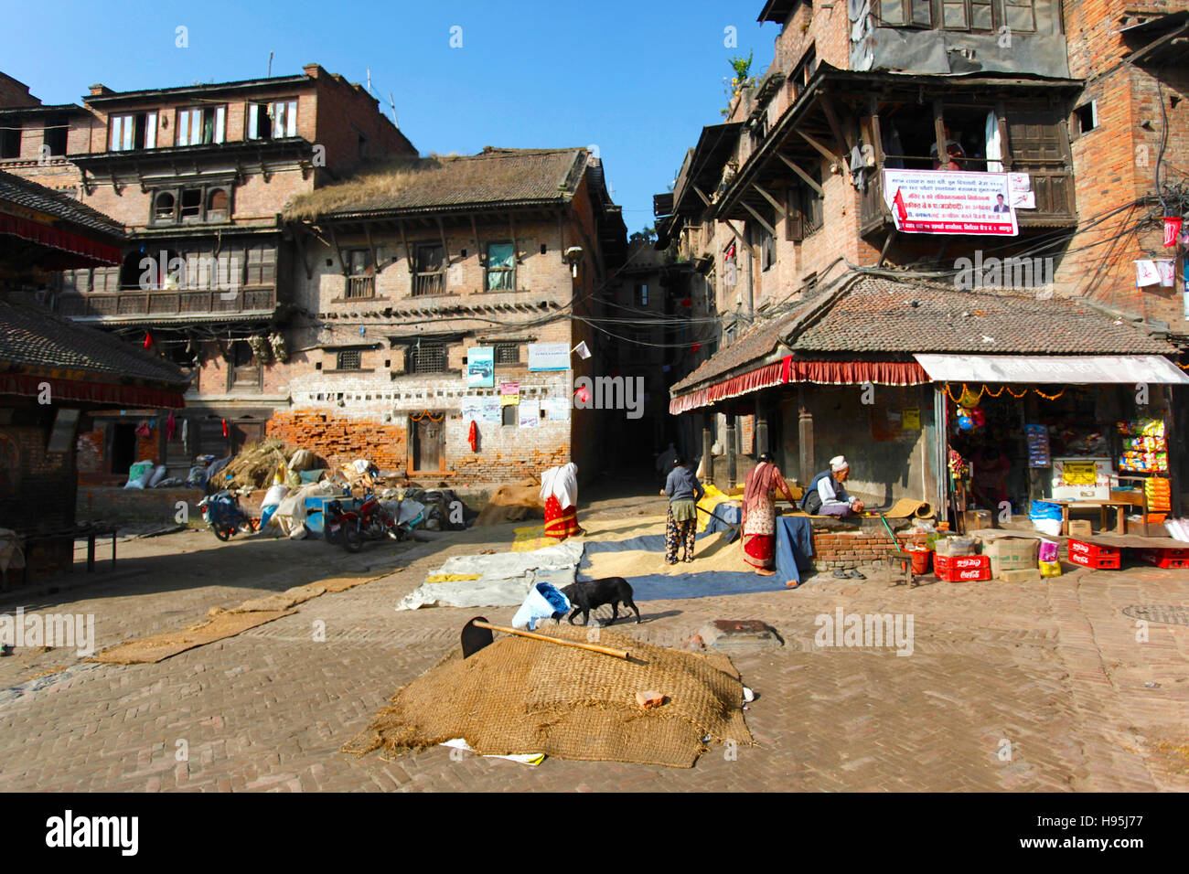 La famosa piazza di ceramiche in Bhaktapur, Nepal. Foto Stock