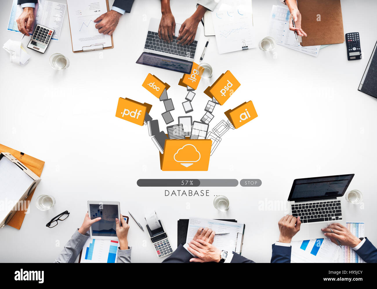 I dati dei file di backup di database online di concetto di archiviazione Foto Stock