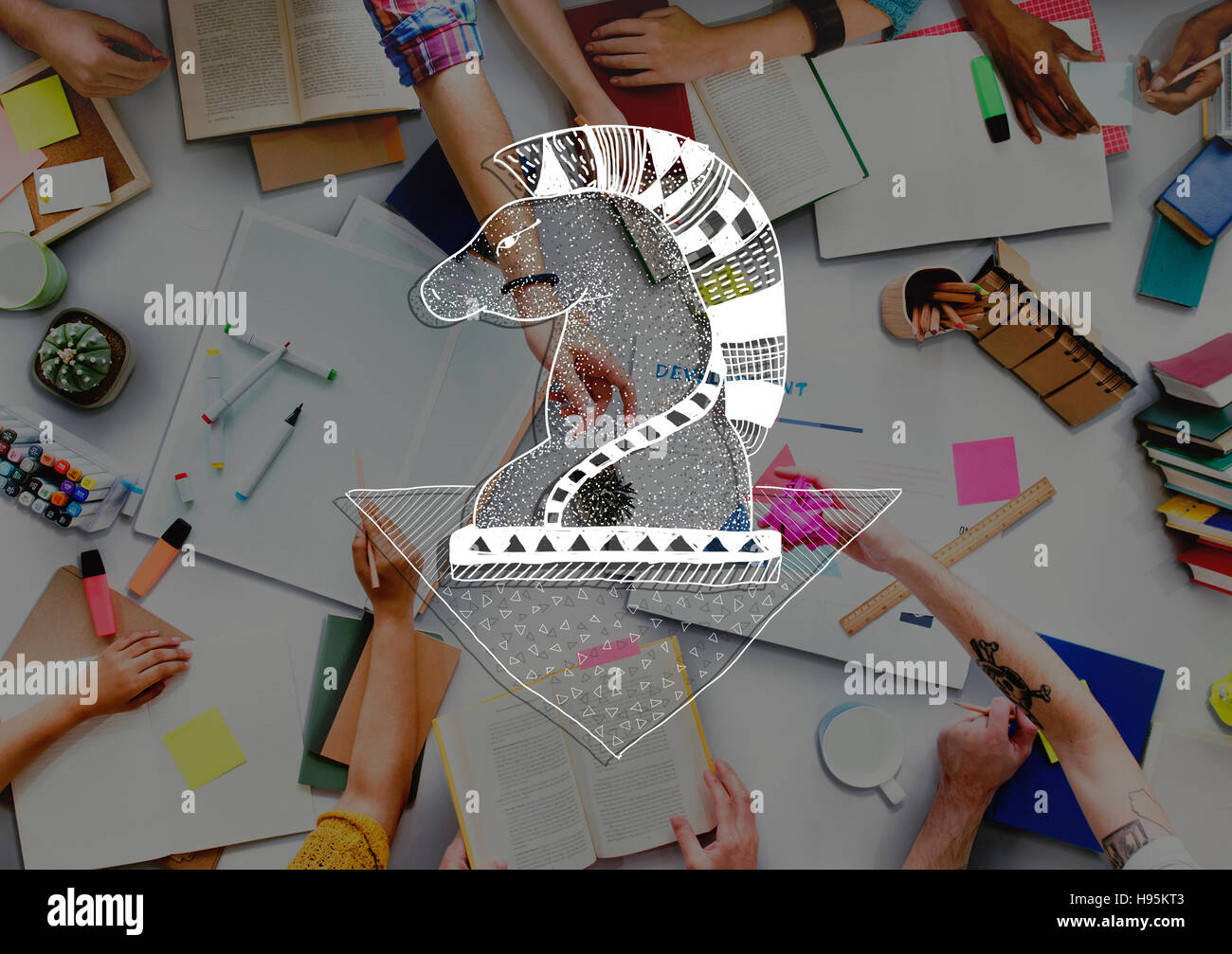 Strategia di pianificazione di missione tattiche di processo concetto del piano Foto Stock