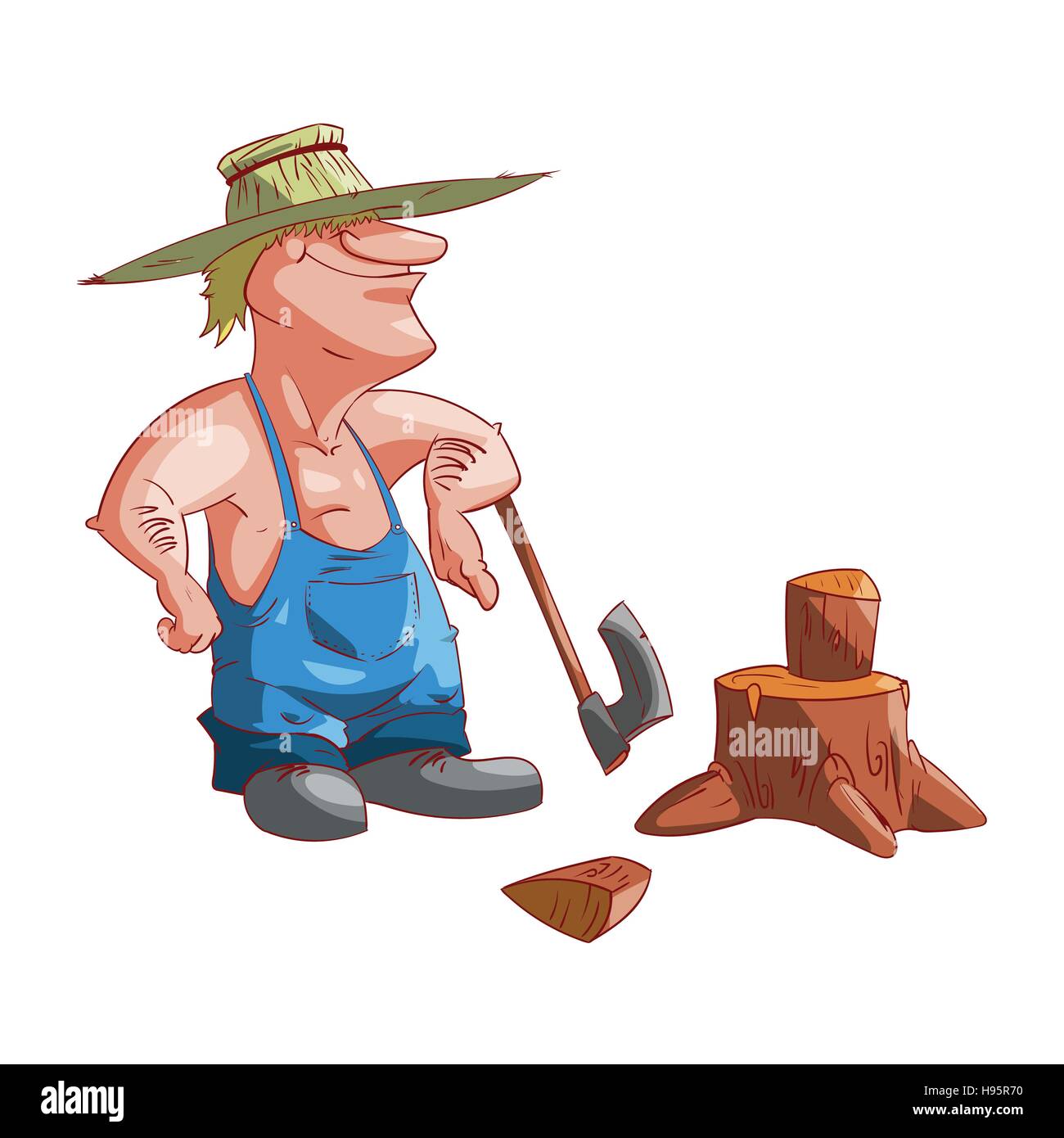 Colorata illustrazione vettoriale di un cartoon agricoltore o redneck Illustrazione Vettoriale