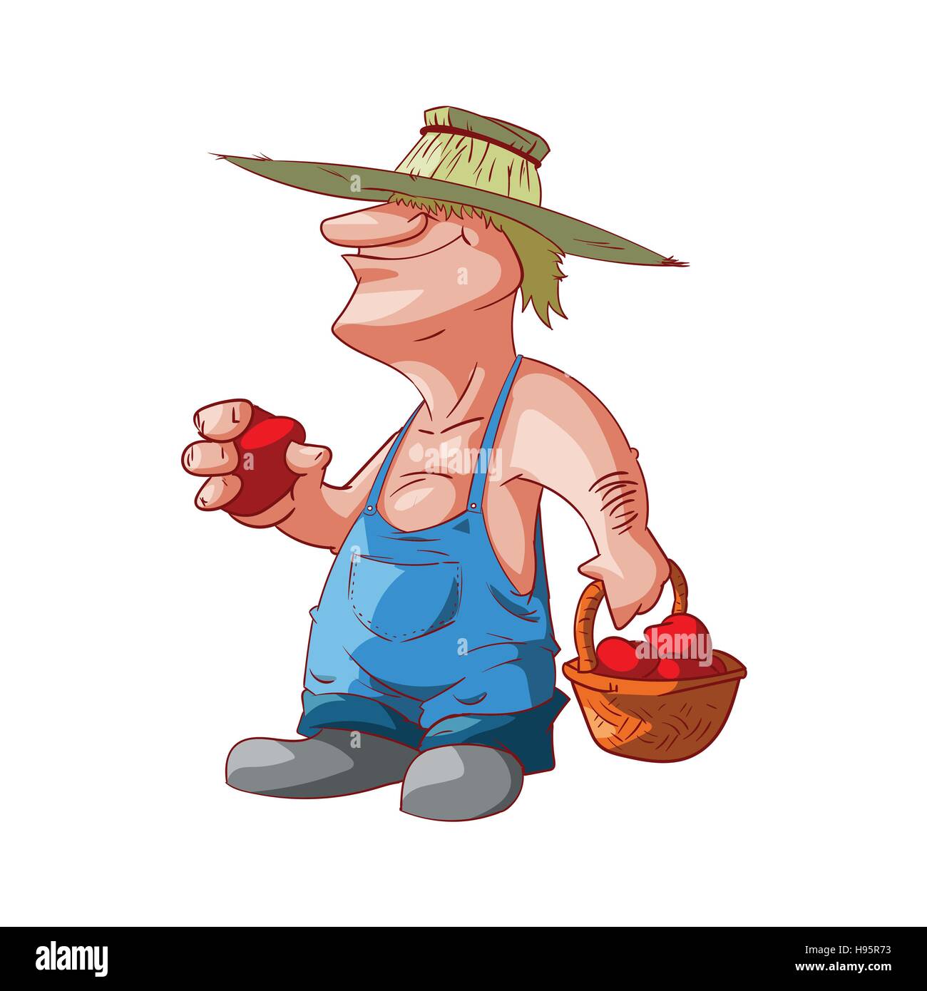 Colorata illustrazione vettoriale di un cartoon agricoltore o redneck Illustrazione Vettoriale