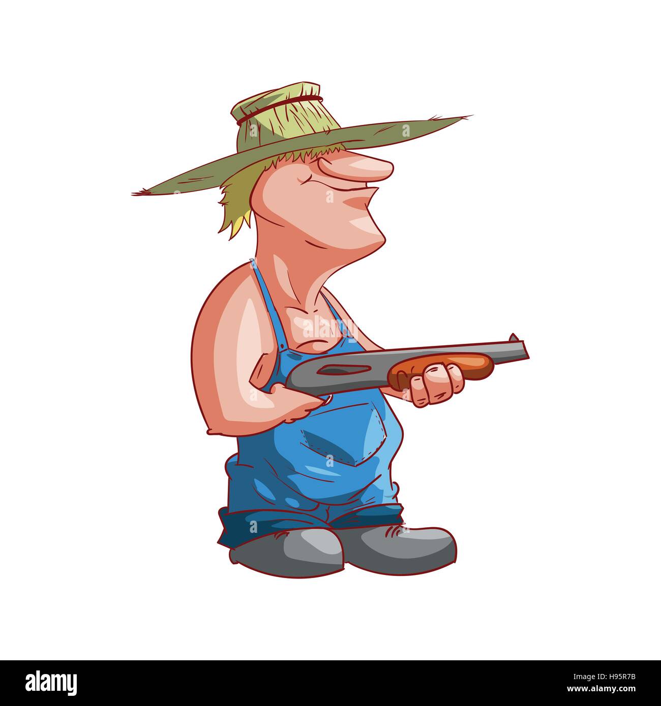 Colorata illustrazione vettoriale di un cartoon agricoltore o redneck Illustrazione Vettoriale