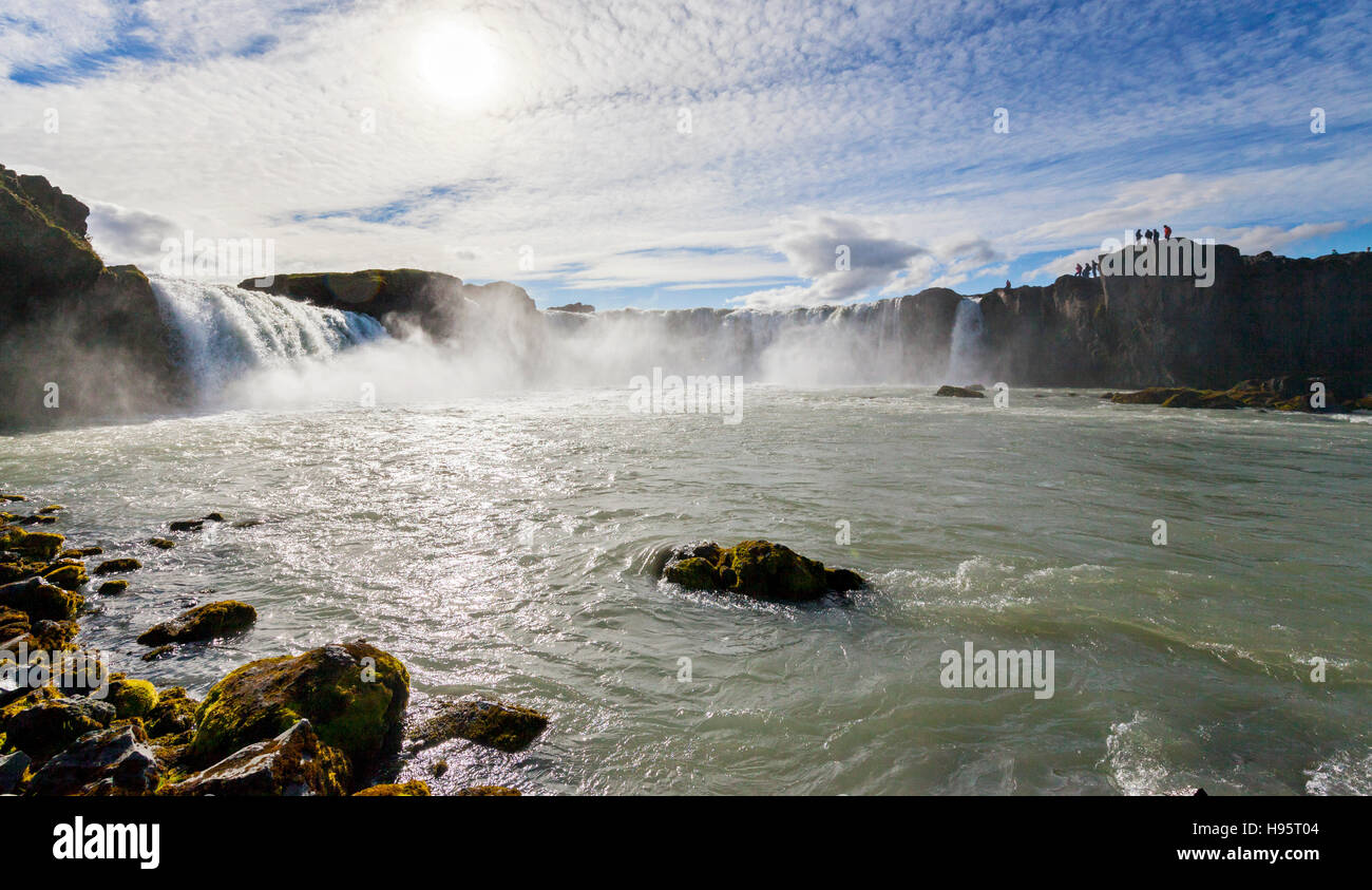 Una vista delle cascate Godafoss in Islanda. Foto Stock