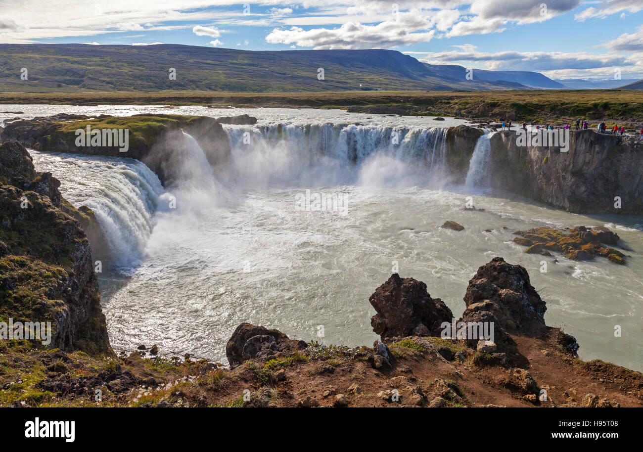 Una vista delle cascate Godafoss in Islanda. Foto Stock