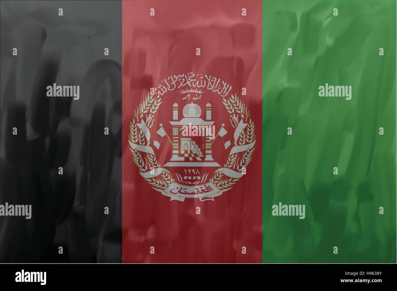 Afghanistan dipinto / vettore disegnato bandiera. Drammatico, sguardo insolito. Il vettore contiene file di bandiera e gli strati di texture Illustrazione Vettoriale