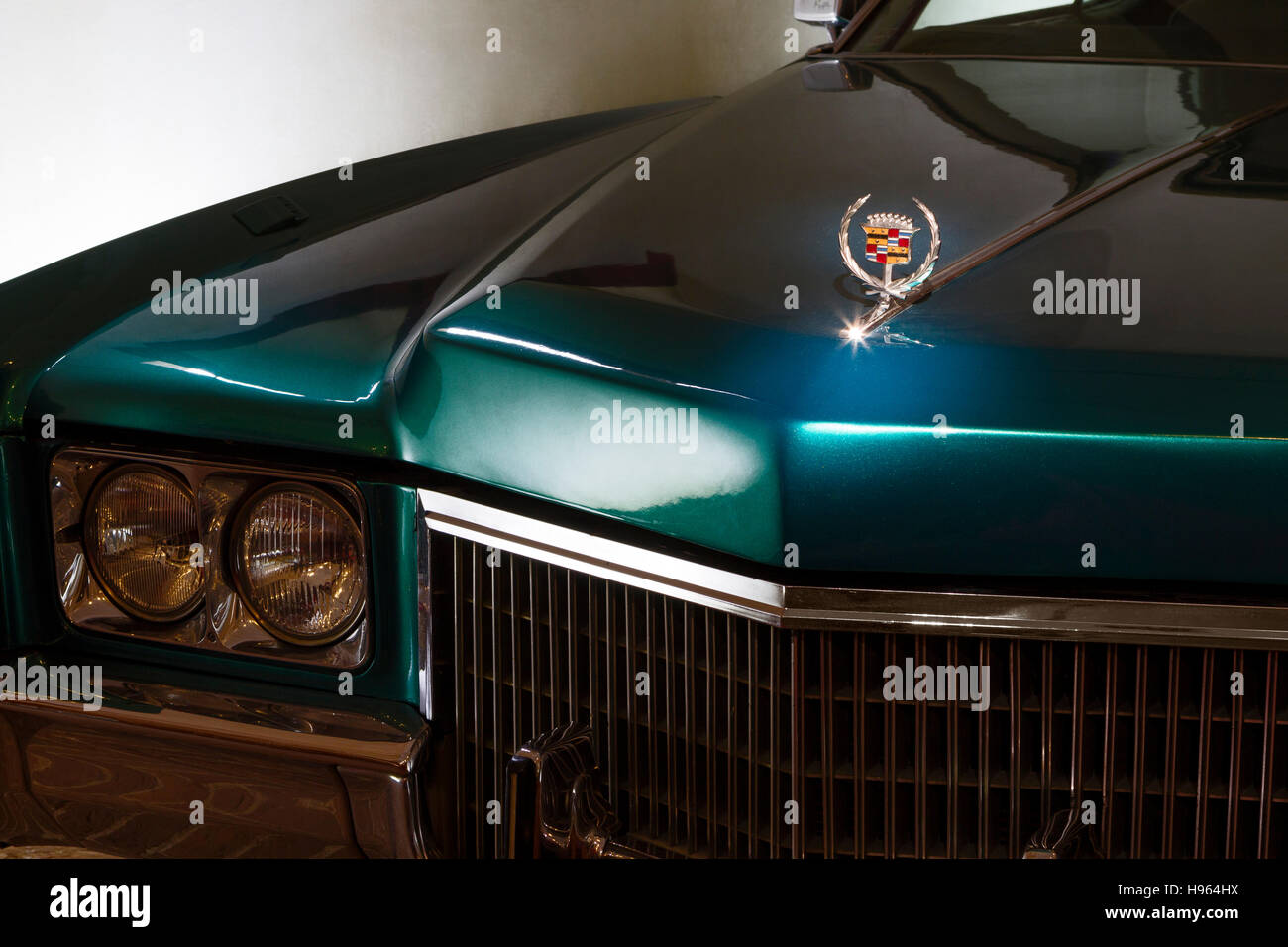 Ornamento del cofano su 1971 Cadillac Eldorado Foto Stock