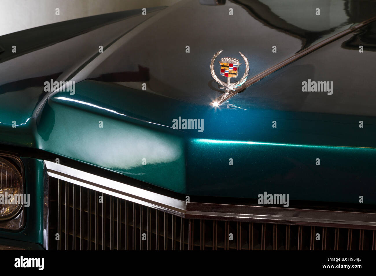 Ornamento del cofano su 1971 Cadillac Eldorado Foto Stock