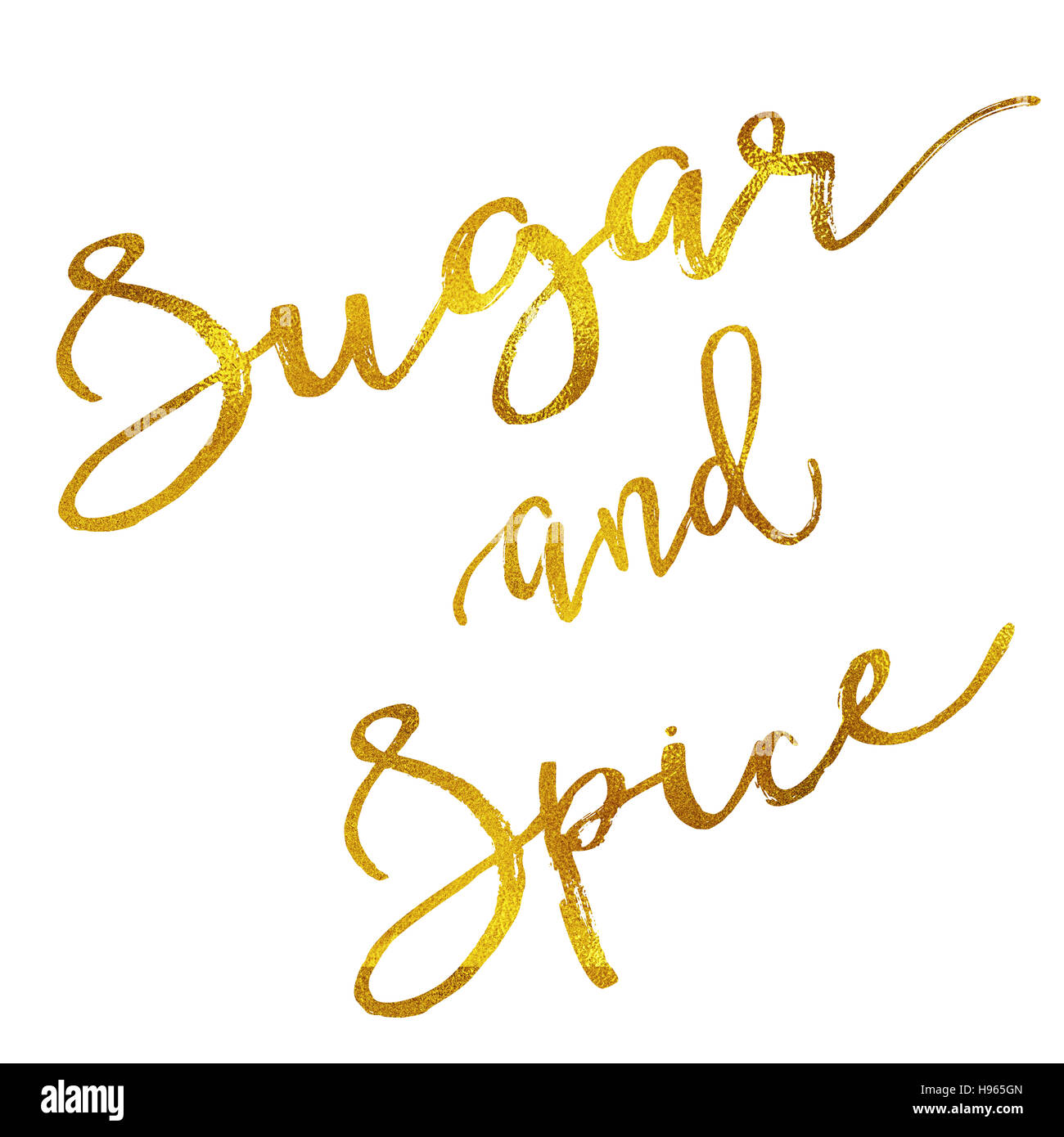 Zucchero e spezie Faux oro lamina metallica preventivo motivazionale isolato Foto Stock