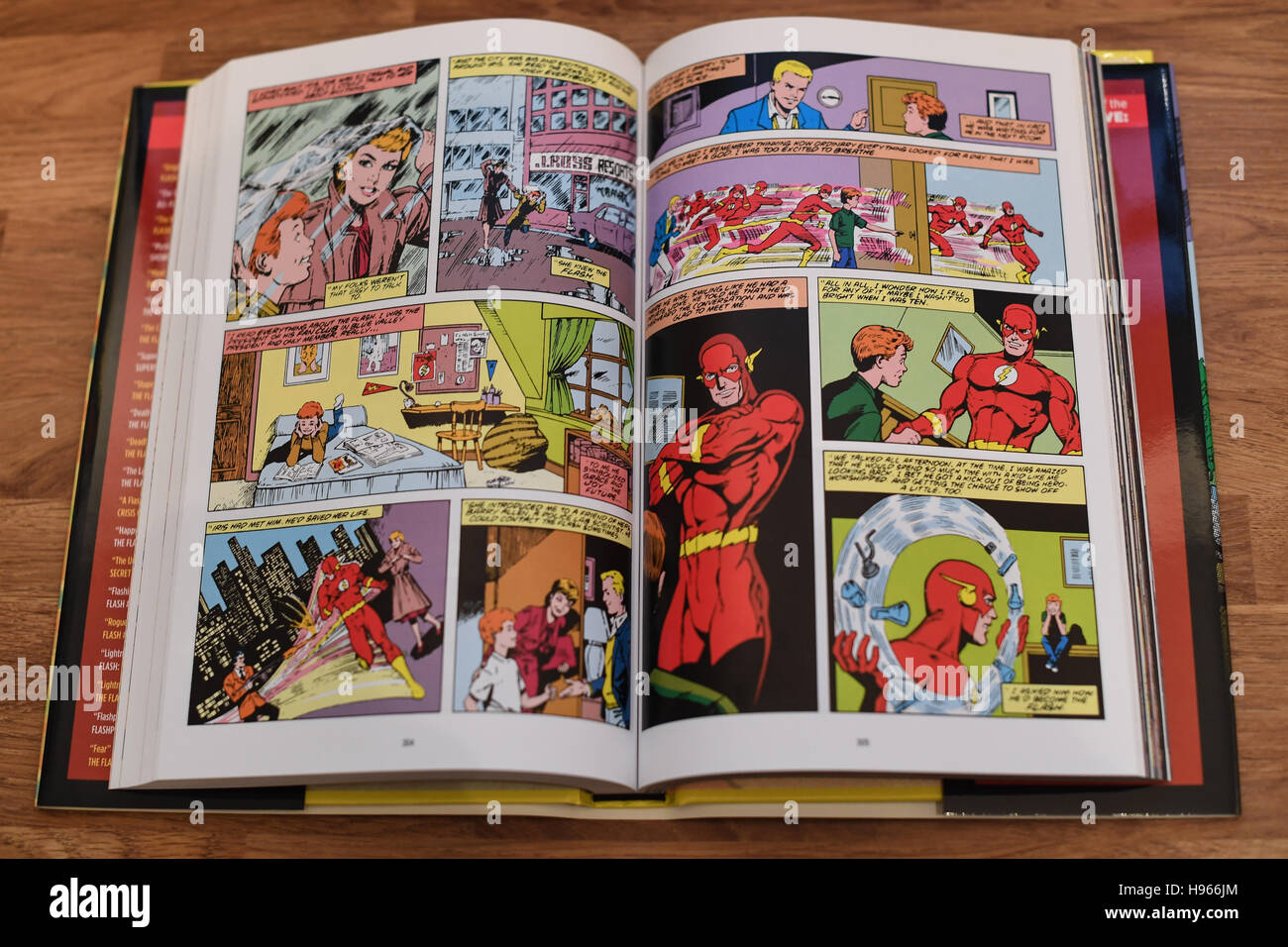 Immagine di un open flash fumetto. Il Flash DC Comics Foto Stock