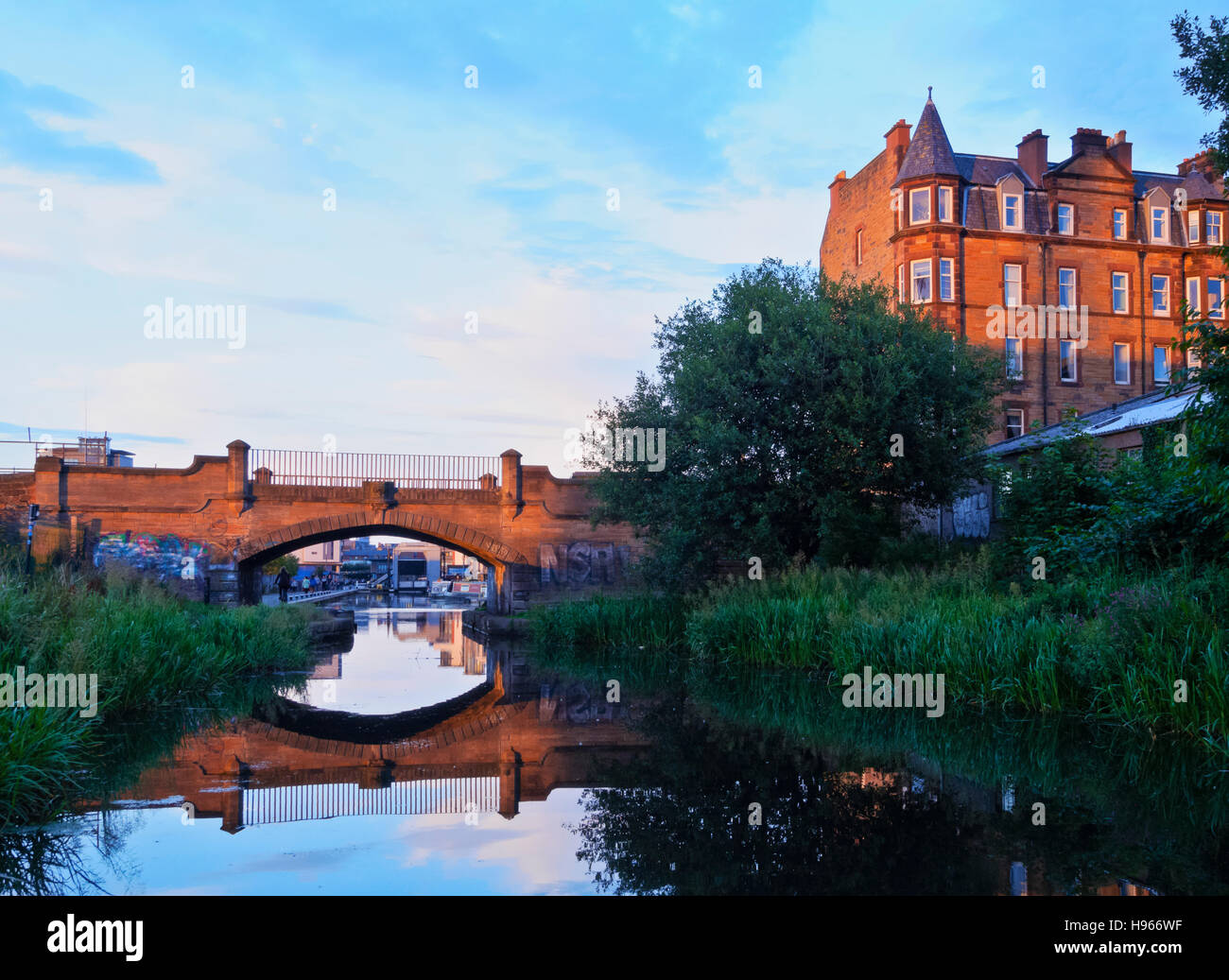 Regno Unito, Scozia, Lothian, Edimburgo, vista la Union Canal. Foto Stock