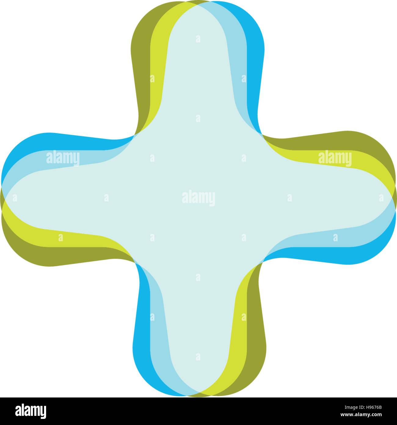 Vettore croce medica logo. Logotipo dell'ospedale. Segno religioso. Ufficio medici emblema. Etichetta di ambulanza. Simbolo di pronto soccorso. Pulsante + illustrazione. Illustrazione Vettoriale