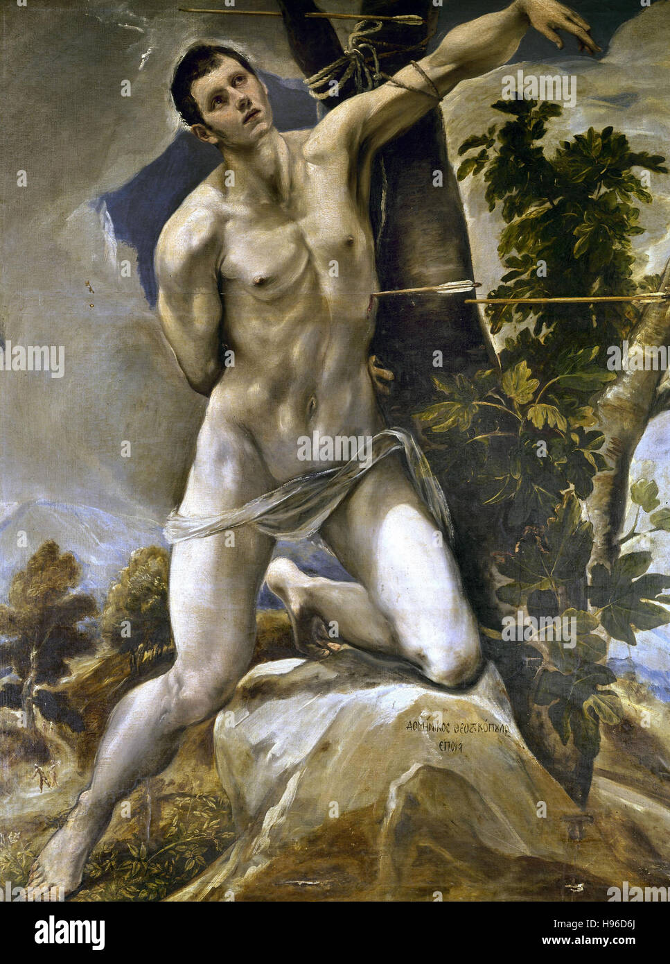 Domínikos Theotokópoulos a.k.a El Greco - Il Martirio di San Sebastiano - 1577-78 Foto Stock