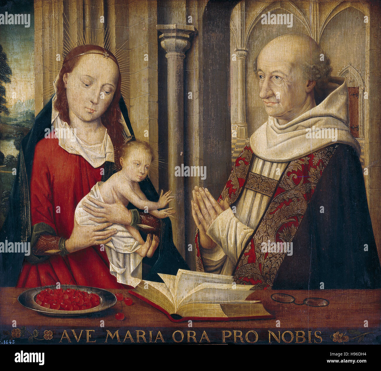 La Virgen con el Niño y donante ONU (anonimo) Foto Stock