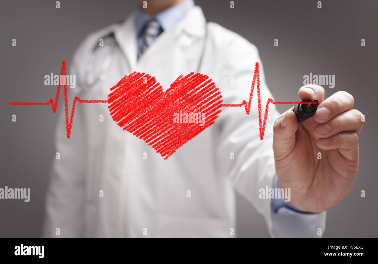 Medico di disegno heartbeat di ecg Foto Stock