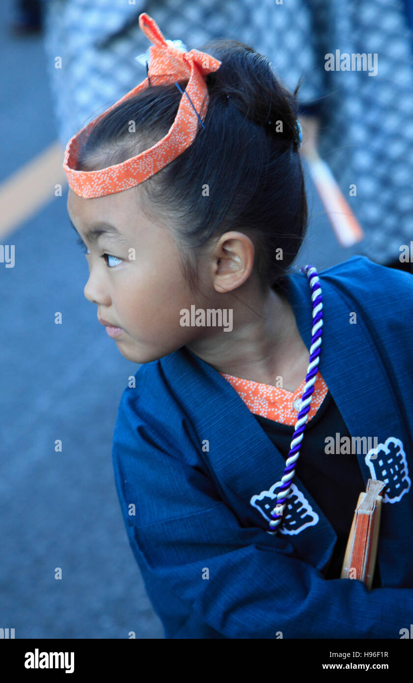 Giappone, Sakura City, festival, bambina, ritratto, persone Foto Stock