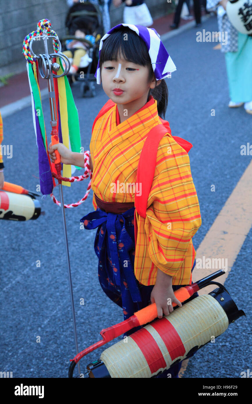 Giappone, Sakura City, festival, bambina, ritratto, persone Foto Stock