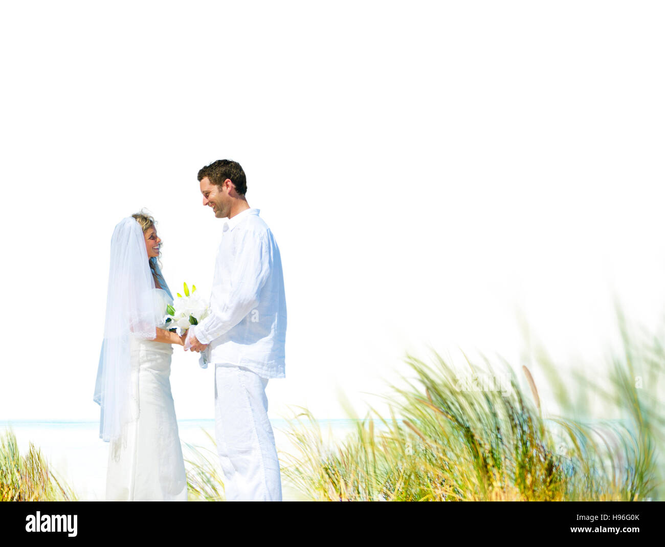Coppia romantica spiaggia amore il concetto di matrimonio Foto Stock