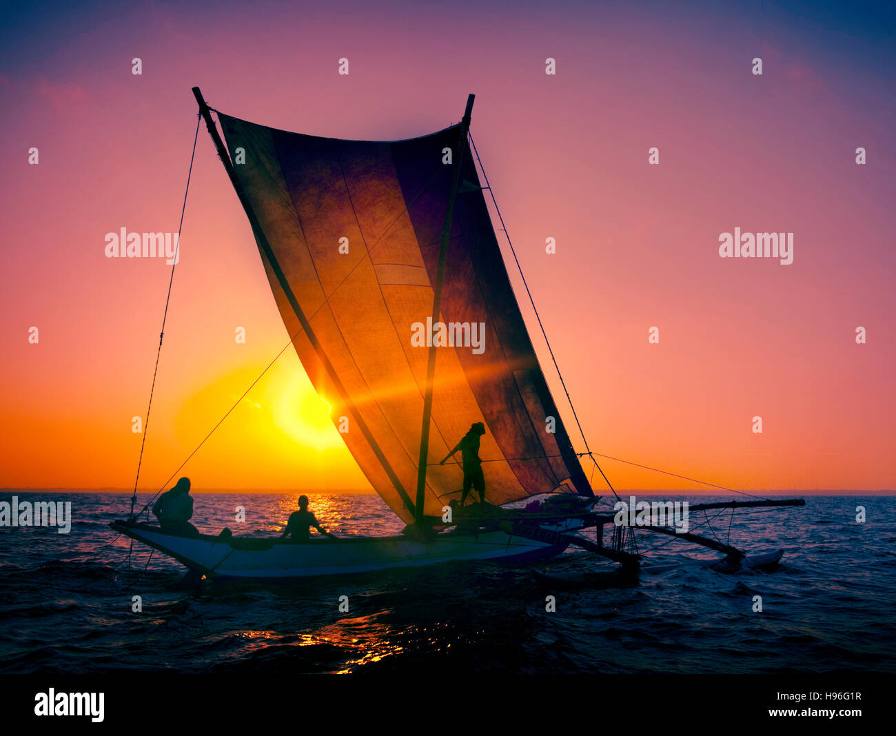 I pescatori Seascape Sunrise pesca concetto nautico Foto Stock