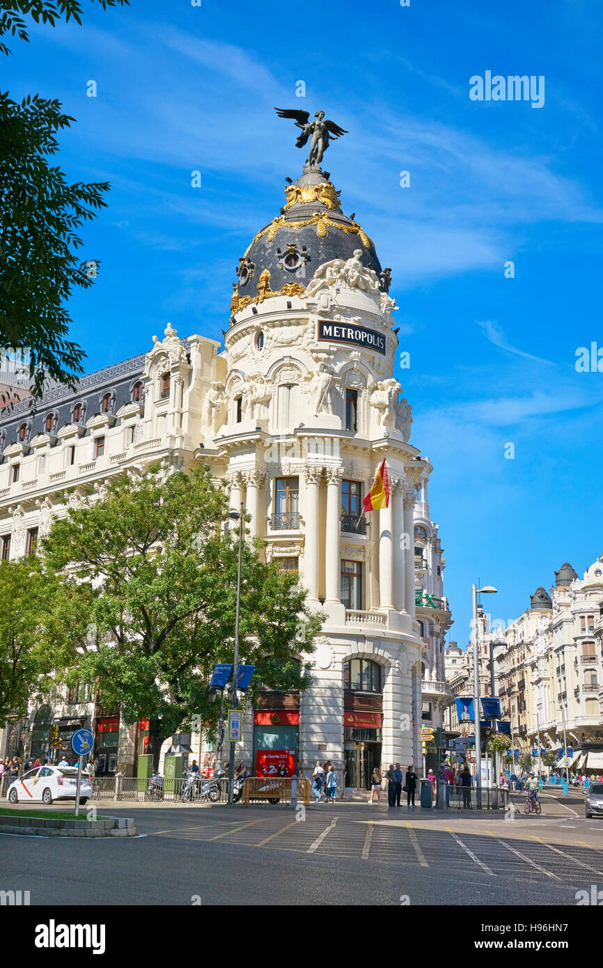 Madrid - edificio Metropolis, Gran Via, Spagna Foto Stock