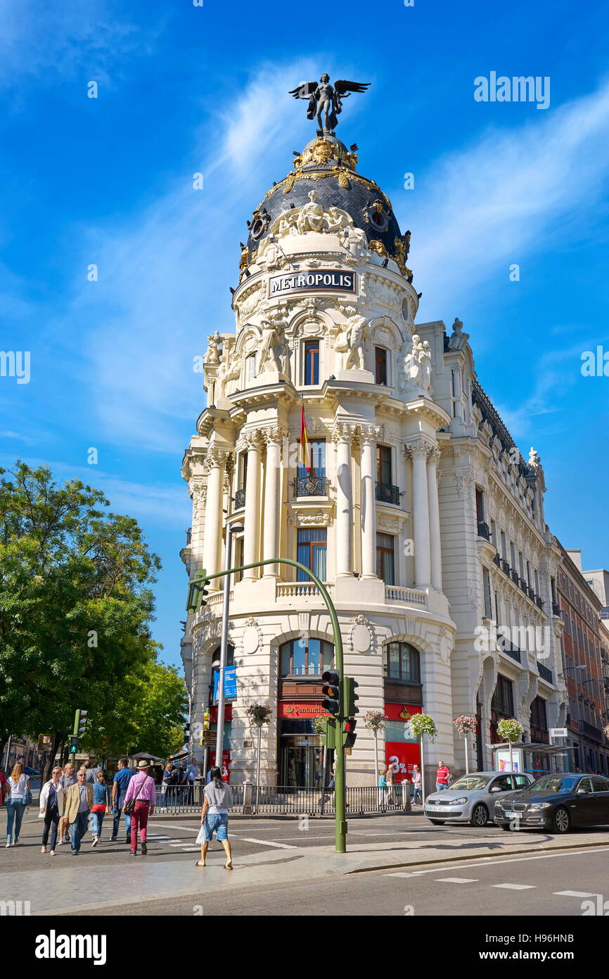 Edificio Metropolis, Gran Via, Madrid, Spagna Foto Stock