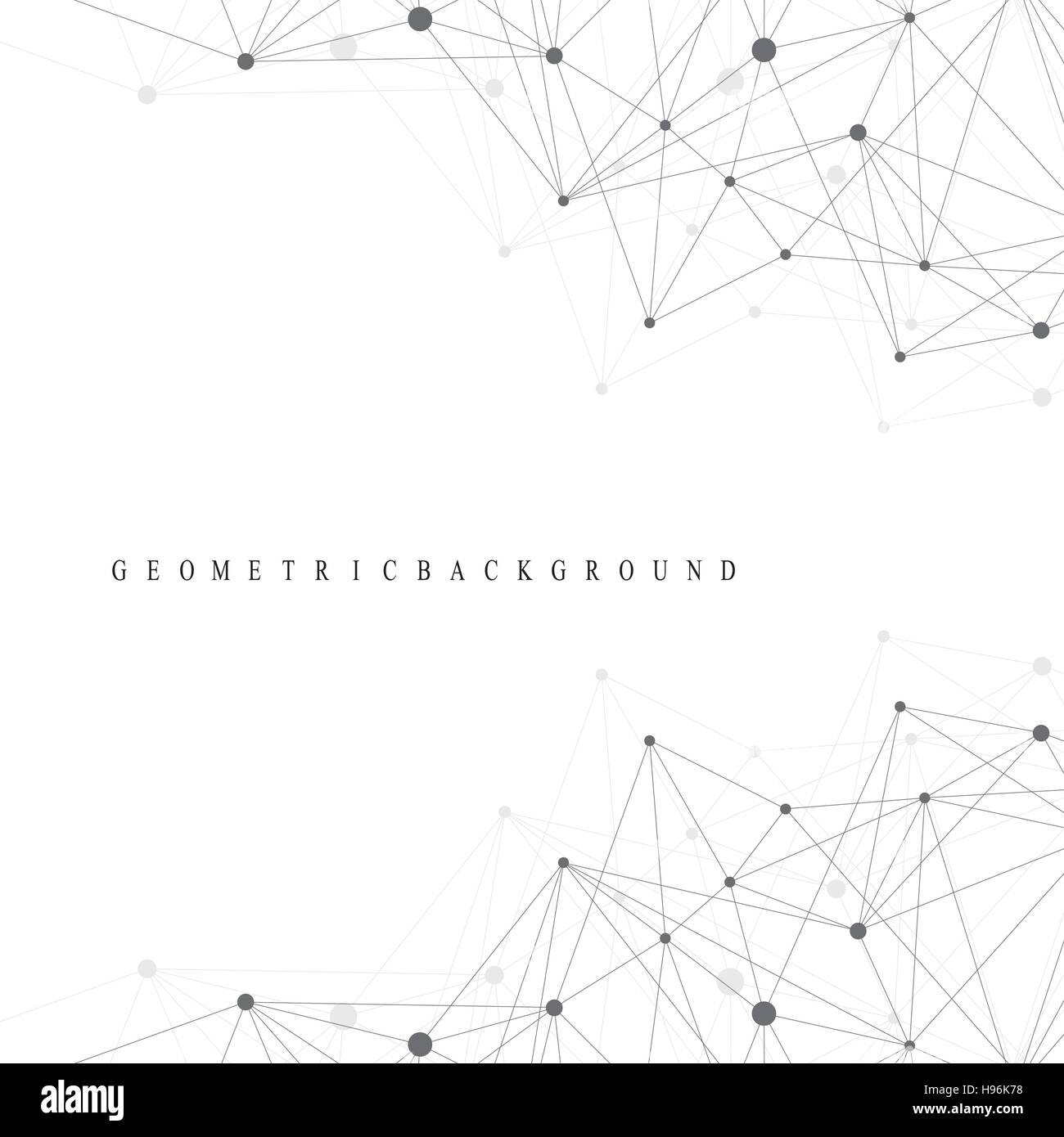 Grafica di sfondo astratto di comunicazione. Geometrica modello scientifico con composti. Minimo di linee di matrice e punti. Digital per la visualizzazione di dati. Vettore scientifica illustrazione per il tuo design Illustrazione Vettoriale