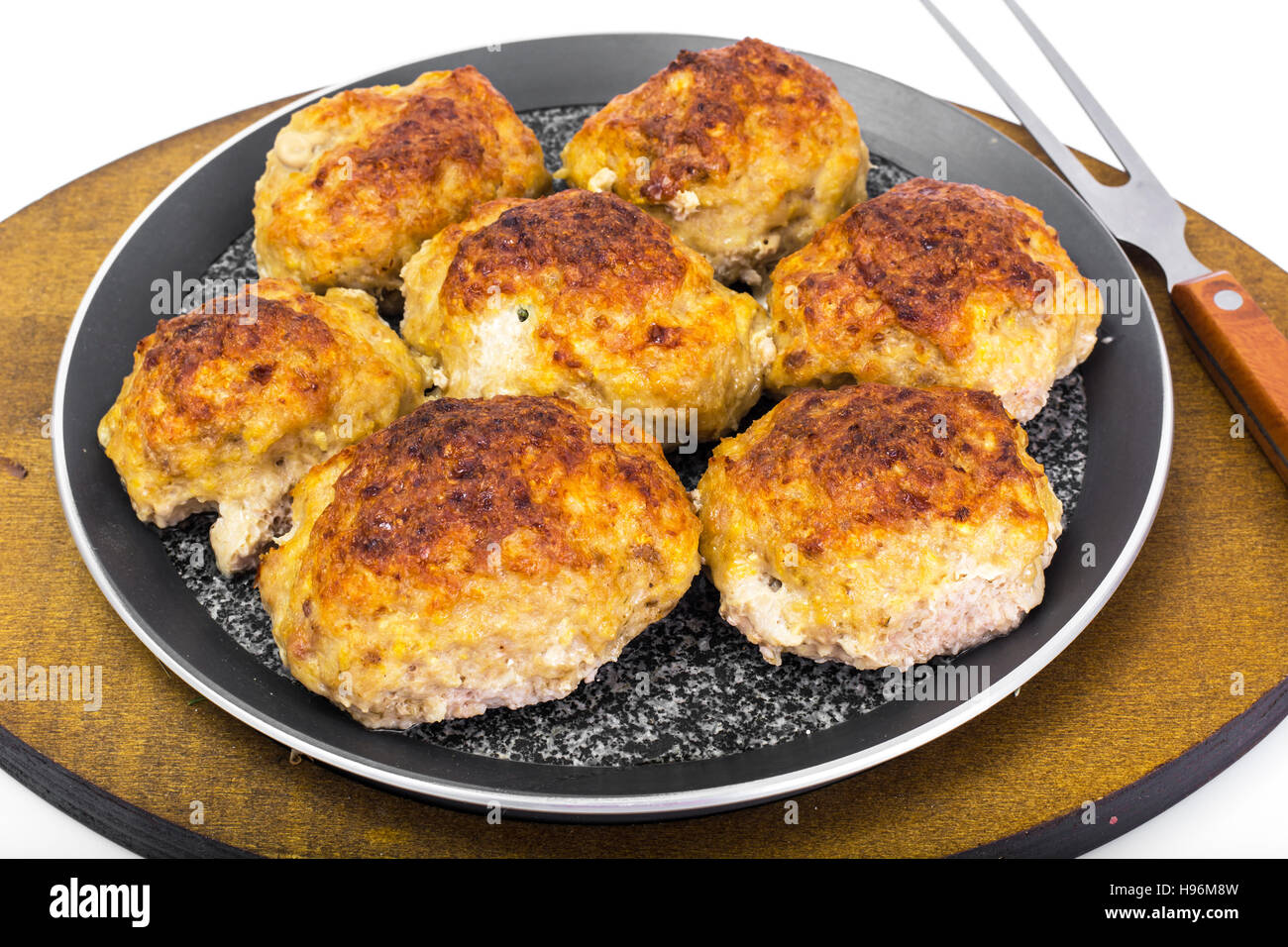 In casa di polpette di carne cotta in forno. Foto Studio Foto Stock