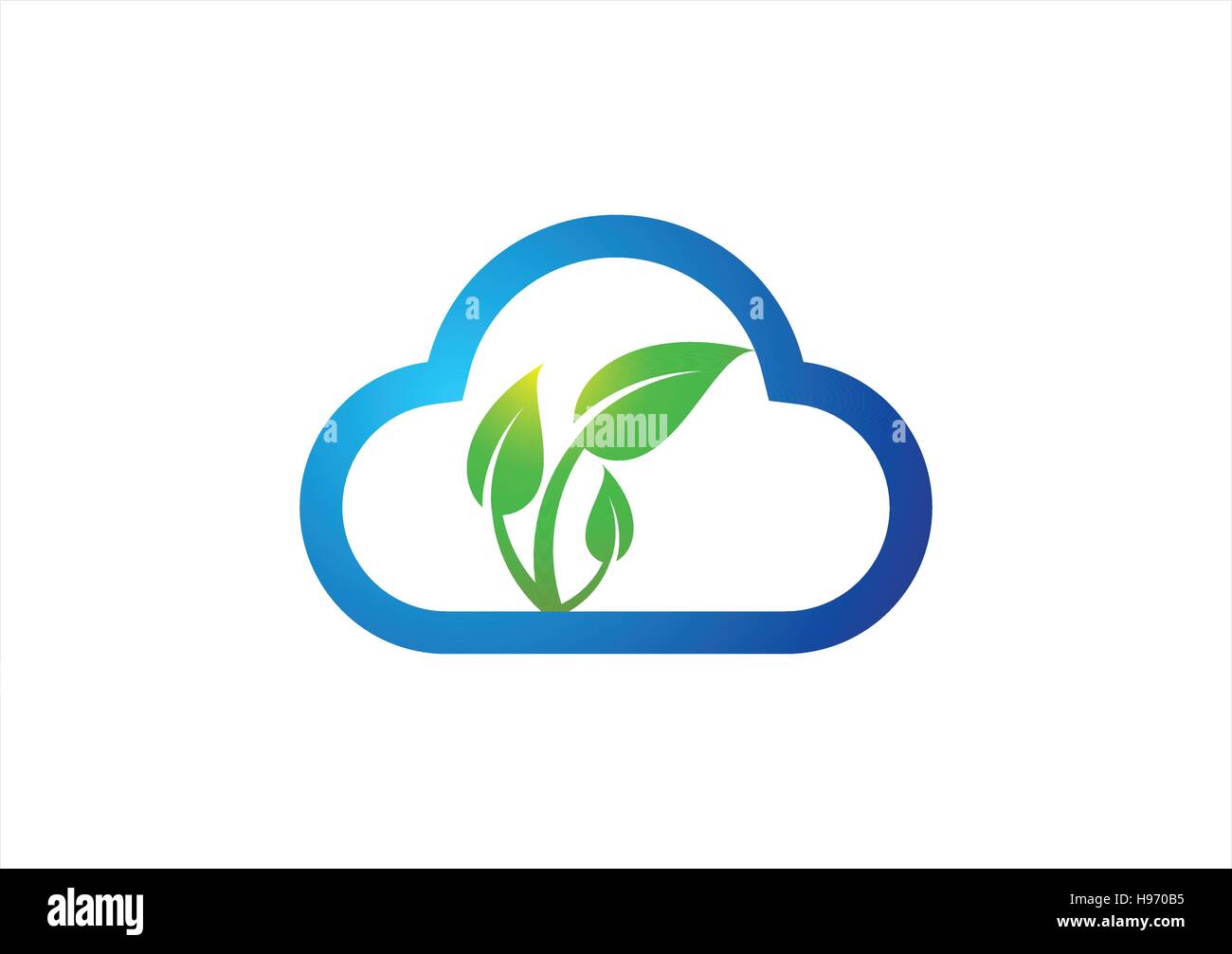 Il cloud e il logo di piante illustrazione vettoriale, tecnologia la progettazione di impianti, cloud nature biotechnology simbolo Illustrazione Vettoriale
