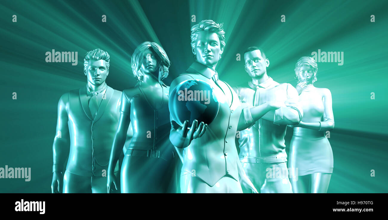 Rete aziendale attraverso i contatti o la tecnologia come concetto Foto Stock