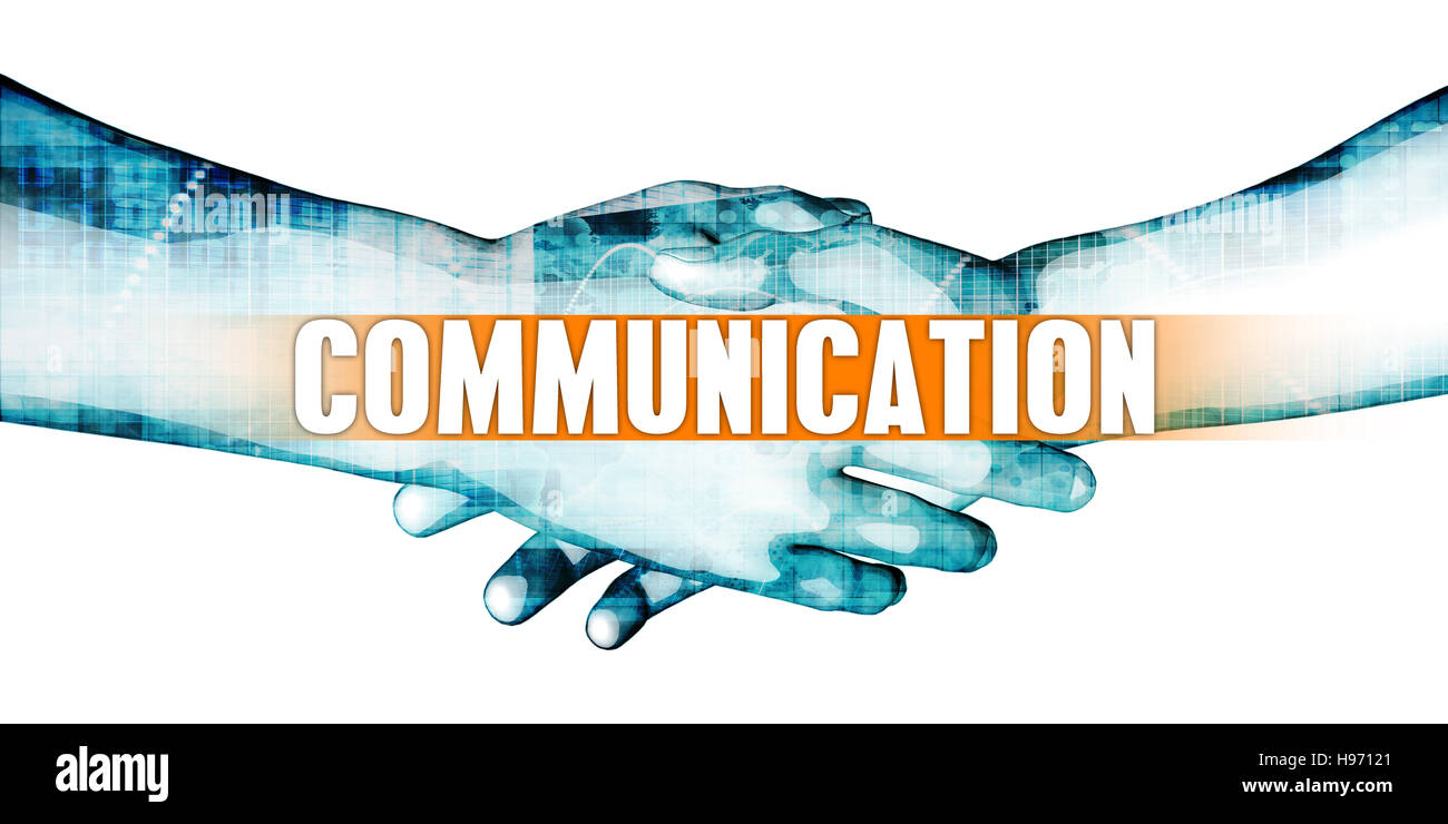 Concetto di comunicazione con gli imprenditori Handshake su sfondo bianco Foto Stock