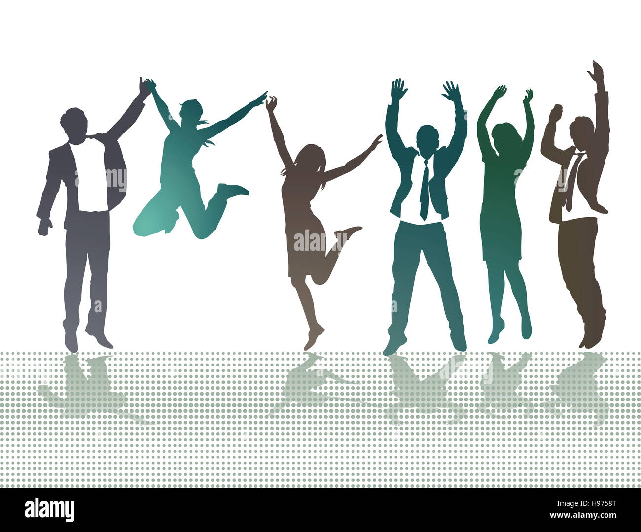 Cheers di successo del gruppo Foto Stock